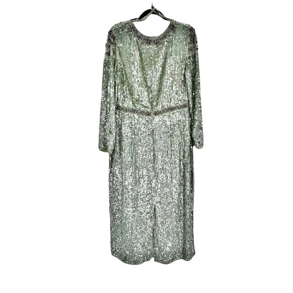 Mac Duggal Long Sleeve Sequin Dress Back Slit Women's Size 10 NWT - Picture 6 of 12